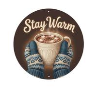 Vintage Stay Warm Knit Gloves Metal Tin Sign
