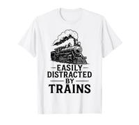 Vintage Steam Engine Locomotive Easily Distracted by Trains T-Shirt