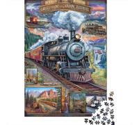 Vintage Steam Train 1000 Piece Jigsaw Puzzle Adult Paper Puzzle Scenic Mountain Railway Puzzle Game for Family Home Relaxation 38x26cm/1000pcs