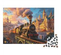 Vintage Steam Train 1000 Piece Jigsaw Puzzles Recycled Old Europe Puzzle for Elderly Puzzle Game Props for Family And Friends Birthdays Great Gift 38x26cm/1000pcs