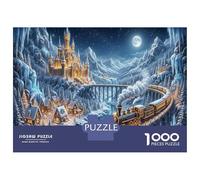 Vintage Steam Train 1000 Piece Puzzle Home Decor Ice Castle for Senior Leisure Enthusiasts Brain Training Retirement Gift 52x38cm/1000pcs