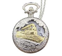 Vintage Steam Train Antique Chain Quartz Locomotive Pendant Pocket Watch Pocket Watch Train Design Mens Watch Chronograph Stainless Steel (White, One Size)