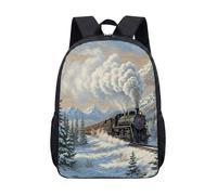 Vintage Steam Train Backpack 17 Inch Retro Locomotive School Bag for Kids Teens Railway Art Student Travel Rucksack (11)