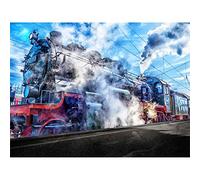 Vintage Steam Train Engine Art Print Poster Wall Decor 12X16 Inch