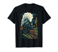 Vintage Steam Train Graphic Art Lovers Kids Tee T-Shirt
