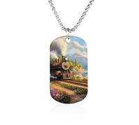 Vintage Steam Train in Spring Novelty Pendants Necklaces Custom Titanium Steel Memorial Necklace Jewelry Gift