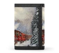 Vintage Steam Train Men's Wallets Trifold Women Purse with Coin Pocket 8 Card Slots Keyring Photo Window