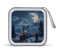 Vintage Steam Train Mountain Forests CD Case Portable DVD Storage Small CD Holder Organizer for Home Travel