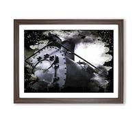 Vintage Steam Train No.5 Modern CB Framed Wall Art Print, Ready to Hang Picture for Living Room Bedroom Home Office Décor, Walnut A2 (64 x 46 cm)