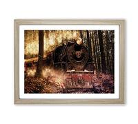 Vintage Steam Train No.6 Modern Framed Print | A4 Oak Framed Wall Art | Ready to Hang | Classic Vehicle Picture | Living Room Bedroom Lounge Office