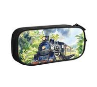 Vintage Steam Train Pencil Case for Boys Girls Retro Large Pen Bag Desk Stationery Organizer Pencil Pouch for School Office Zippered Makeup Bag