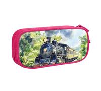 Vintage Steam Train Pencil Case for Boys Girls Retro Large Pen Bag Desk Stationery Organizer Pencil Pouch for School Office Zippered Makeup Bag