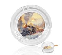 Vintage Steam Train Portable Glass Ashtray with 3 Grooves