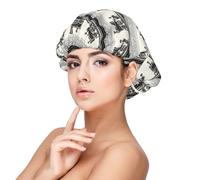 Vintage Steam Train Print Satin Silk Bonnet for Sleeping Women, Adjustable Double Layer Satin Hair Bonnet Night Sleep Cap for Curly Hair