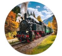 Vintage Steam Train Rätsel Für Erwachsene 1000pcs (67.5x67.5cm),Herausforderungsspiele Autumn Forest Scenery