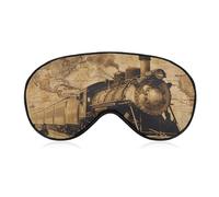 Vintage Steam Train Sleep Mask for Women Men, Breathable Soft Sleeping Mask Adjustable Eye Cover Light Blocking Eye Masks for Travel, Home, Office, Nap, Flights