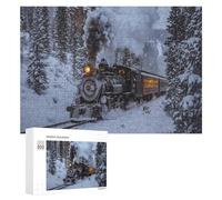 Vintage Steam Train Snowy Day Funny Wooden Picture Puzzle Wood Jigsaw Creative Gift for Adults And Family Game