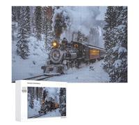 Vintage Steam Train Snowy Day Funny Wooden Picture Puzzle Wood Jigsaw Creative Gift for Adults And Family Game