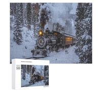 Vintage Steam Train Snowy Day Funny Wooden Picture Puzzle Wood Jigsaw Creative Gift for Adults And Family Game