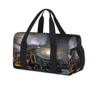 Vintage Steam Train Sport Duffel Bags for Kids Girls Boys Women Men Steam Train Overnight Weekender Travel Bag Tote Carry Gym Casual Duffel Bags
