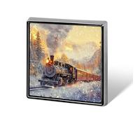 Vintage Steam Train Square Metal Badge Printed Brooches Cute Button Decorations Pins for Backpack Clothing