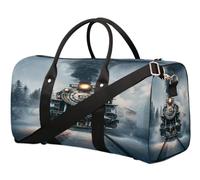 Vintage Steam Train Travel Duffle Bag for Women Men Girls Boys Weekend Overnight Bags 22.7 L Tote Cabin Luggage Bag for Sports Gym Yoga