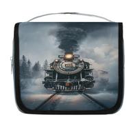 Vintage Steam Train Travel Toiletry Bag for Women Men Girls Boys Kids Makeup Cosmetic Bag Hanging Wash Bag Toiletries Organizer Shower Bag