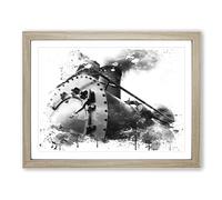 Vintage Steam Train Vol.5 V4 Modern Framed Print | A3 Oak Framed Wall Art | Ready to Hang | Classic Vehicle Picture | Living Room Bedroom Lounge Office