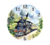 Vintage Steam Train Wall Clock Retro Silent Non-Ticking Wall Clocks Battery Operated for Living Room Bedroom Kitchen Office Decorative