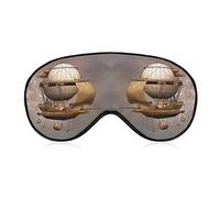 Vintage Steampunk Airship Funny Sleep Eye Mask Soft Blindfold Eye Cover with Adjustable Strap Night Eyeshade for Men Women