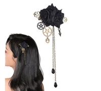 Vintage Steampunk Hair Clips - Retro Gear Design Tassel Barrettes, Creative Gothic Flower Brooch Pins, Elegant Alloy Metal Craft for Women’s Hairstyles, Cosplay Outfits | Fashion Hair Accessories for