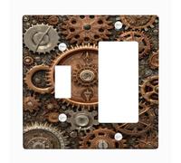 Vintage Steampunk Light Switch Cover Plates/Outlet Covers, Rustic Brown Gears for Home Decor, Thermoplastic Wall Plates, Standard Size Toggle Rocker
