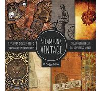 Vintage Steampunk Scrapbook Paper Pad 8x8 Scrapbooking Kit for Papercrafts, Cardmaking, DIY Crafts, Old Retrofuturistic Theme, Vintage Design