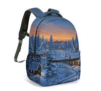 Vintage Steampunk Train 16 Inch Backpack Rustic Railroad Sunset Landscape Illustration All Over Print Travel Rucksack Daypack (12)