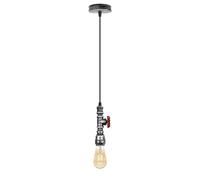 Vintage Steampunk Water Pipe Ceiling Pendant Light Brushed Silver E27
