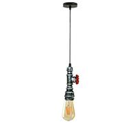 Vintage Steampunk Water Pipe Ceiling Pendant Light Brushed Silver E27