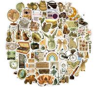 Vintage Stickers 100 Pcs Retro Aesthetic Sticker Pack, Waterproof Vinyl Stickers for Laptop Scrapbook Journal Skateboard Travel Mug Notebook Cup Suitcase Phone MacBook Guitar etc