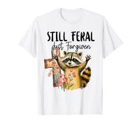 Vintage Still Feral Just Forgiven Cross Raccoon Christian T-Shirt