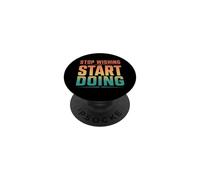 Vintage Stop Wishing Start Doing Gym Motivation PopSockets Adhesive PopGrip