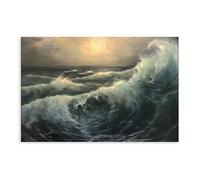 Vintage Stormy Night, Storm Painting, Seascape Print, Ocean Wall Art, Printable Digital Artwork Canvas Poster Wall Art Decor Print Picture Paintings for Living Room Bedroom Decoration 12x18inch(30x45c
