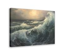 Vintage Stormy Night, Storm Painting, Seascape Print, Ocean Wall Art, Printable Digital Artwork Canvas Poster Bedroom Decor Landscape Office Room Decor Gift 20x30inch(50x75cm)