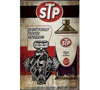Vintage STP Metal Tin Sign 8"x12" - Classic Gas Station & Auto Repair Wall Decor, Rustic Distressed Finish for Man Cave, Garage, Outdoor Spaces