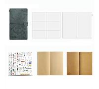 Vintage Strap Leather Planner Set - A6 Kraft Paper Notebook with PVC Card Pocket & Zipper Pouch, Refillable Diary for Creative Journaling and Daily Memories