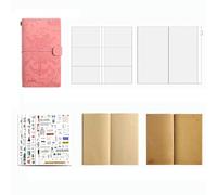 Vintage Strap Leather Planner Set - A6 Kraft Paper Notebook with PVC Card Pocket & Zipper Pouch, Refillable Diary for Creative Journaling and Daily Memories