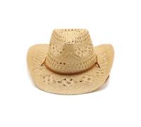 Vintage Straw Hat Beach Protable Hat Men's Western Retros Styles Outdoor Travel Accessory Light Weight Unisex Sun Beige