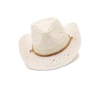 Vintage Straw Hat Beach Protable Hat Men's Western Retros Styles Outdoor Travel Accessory Light Weight Unisex Sun White