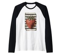 Vintage Strawberry Botanical Illustration Retro Style Raglan Baseball Tee