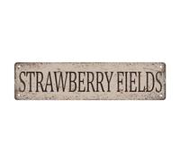 Vintage Street Sign Strawberry Fields Tin Sign Vintage Metal Signs Decorations For Cafe Bar Kitchen 4X16 Inch