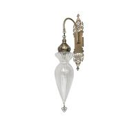 Vintage Striped Glass Wall Sconce Antique Bronze Indoor Wall Mount Lamp with Clear Glass Shade, Mediterranean Style Turkish Home Decor Art Lighting Fixture for Hotel Living Room Ha