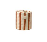 Vintage Striped Hand-Painted Ceramic Mug, 300ml Coffee Cup with Wide Stable Base & Double Spout, Matte Glaze, for Home, Office, Tea & Coffee, Retro Style Drinkware (Orange)